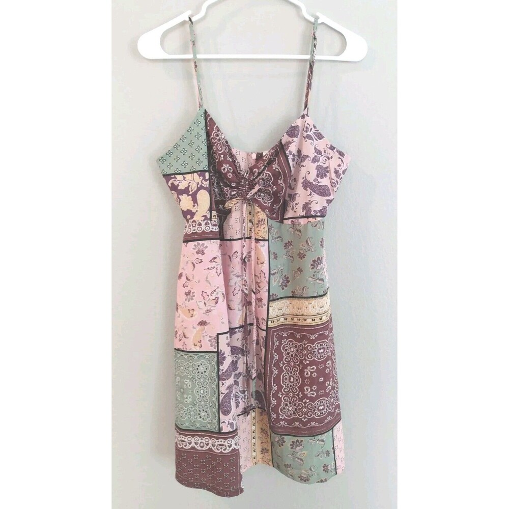 Violet Romance Women's Pink Patchwork Handkerchief Look Sundress UK 14 US 10